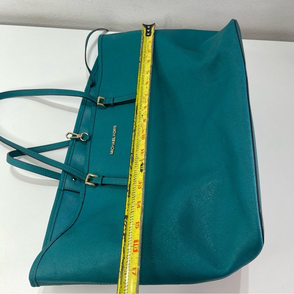 Michael Kors Turquoise Jet Set Travel Saffiano Leather Large Tote Bag Preppy - Picture 7 of 9